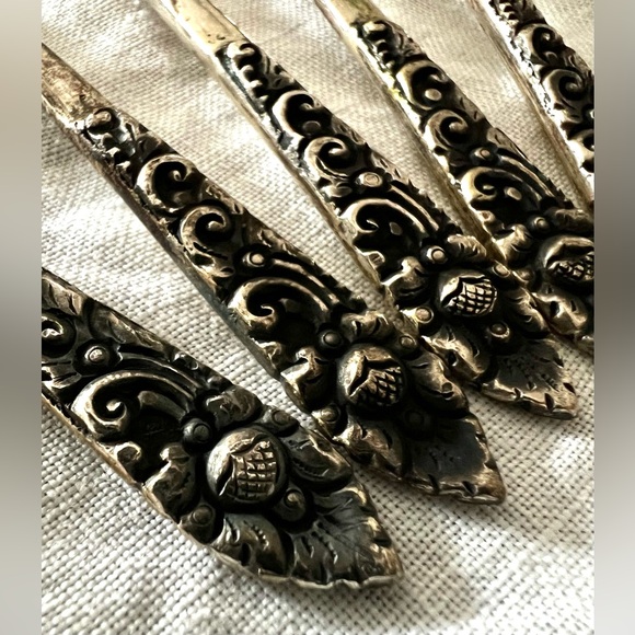 Antique Yogya Indonesian Sterling Silver Demitasse Spoons Set of Six (6) 800 MD - Picture 3 of 11